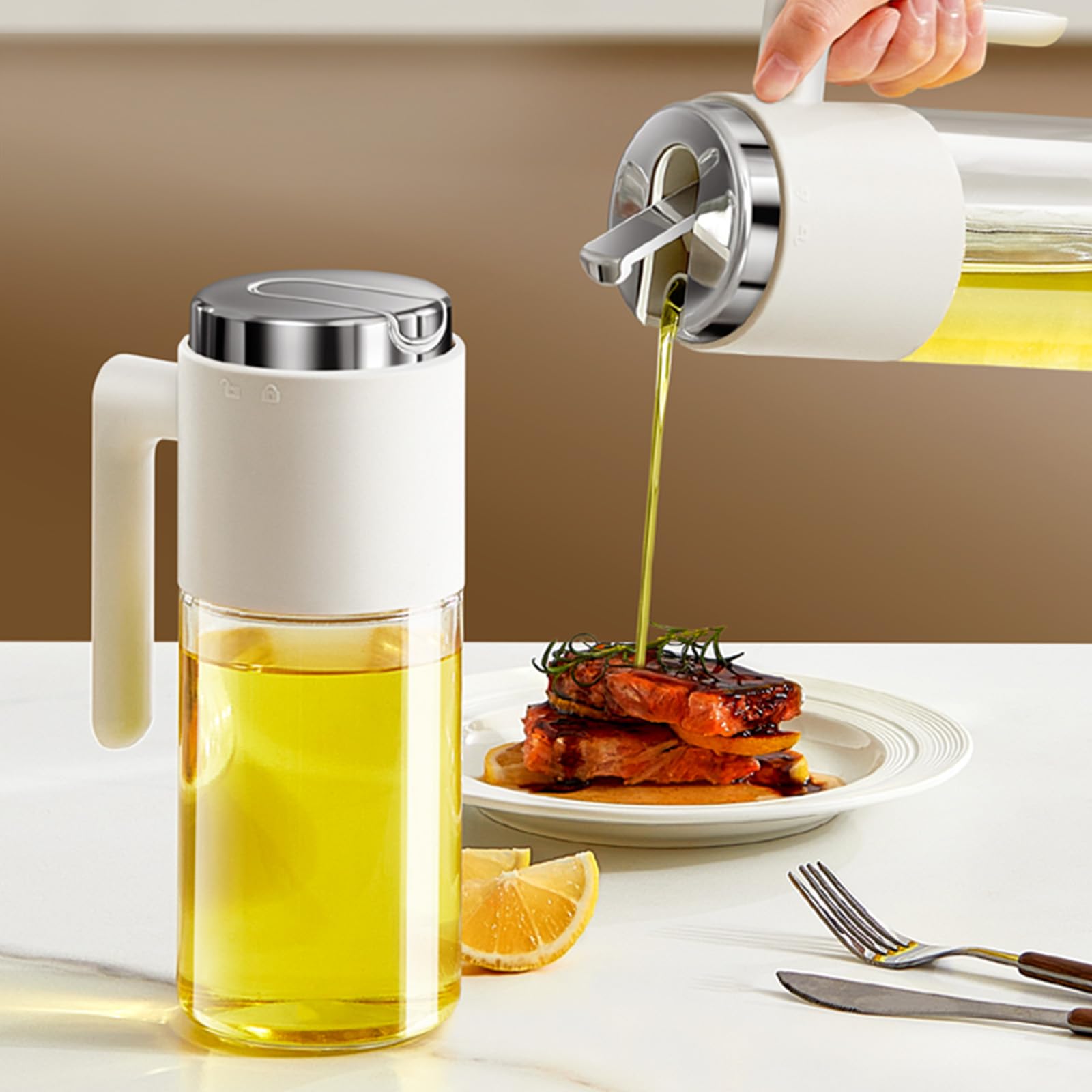 Amazon｜ZASA 500mlオイルボトル 自動開閉機能 オイルボトル 液だれ